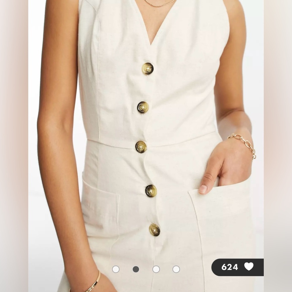 Asos Design Tall Linen Look Button Through Jumpsu… - image 3
